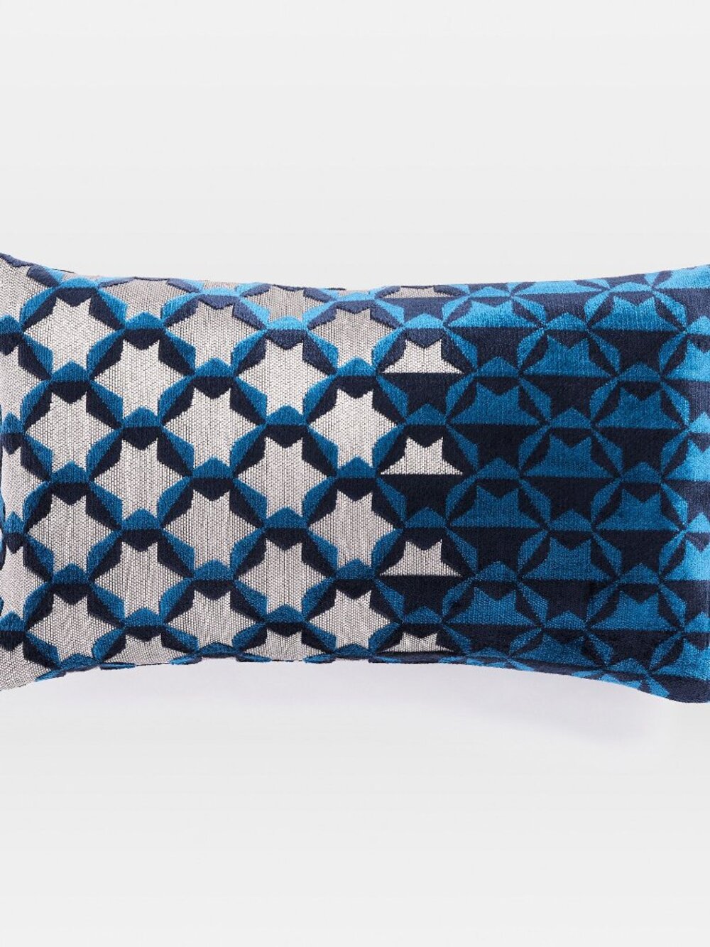 West Elm~ Blue Cut Velvet Star Lumbar Pillow Cover